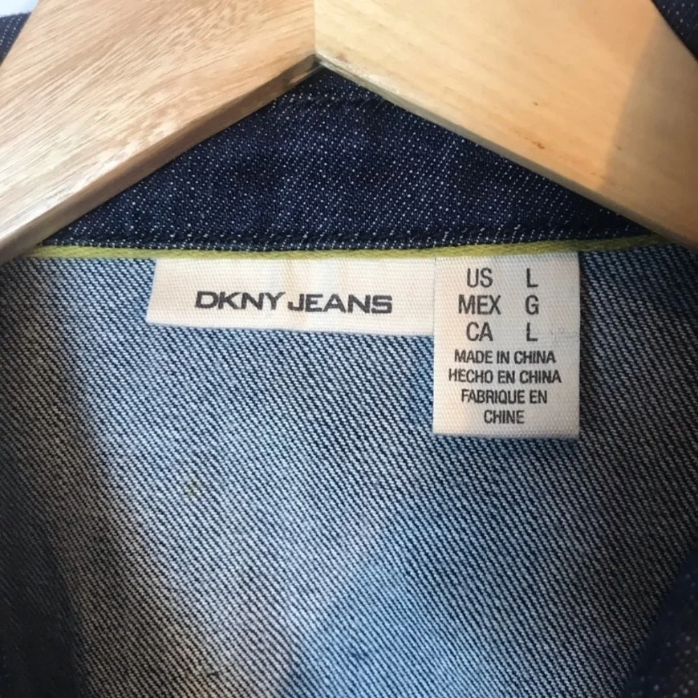 DKNY JEANS Vintage Jacket Women Denim Blazer 3/4 Sleeve Jacket